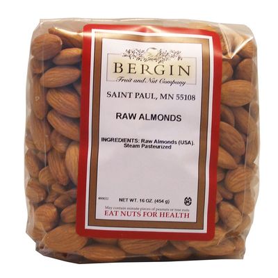 Bergin Nut Company Almonds, Raw Almonds, 16 Ounce Bag 2 Count