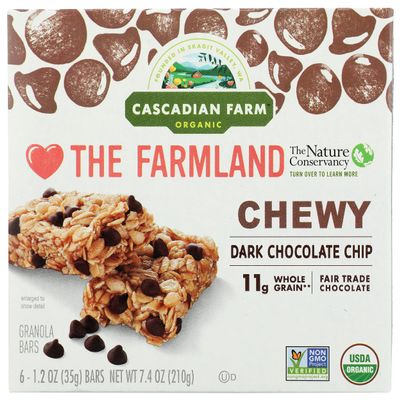 Cascadian Farm, Bar Granola Chocolate Chip Organic 6 Count, 7.4 Ounce