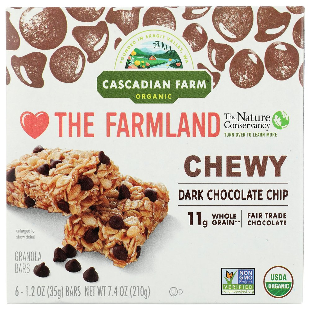 Cascadian Farm, Bar Granola Chocolate Chip Organic 6 Count, 7.4 Ounce