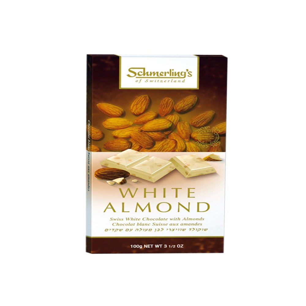 Schmerling's Solid Bar kosher for Passover Swiss Chocolate 3.5oz (White Almond, 3.5 Ounce (Pack of 2))