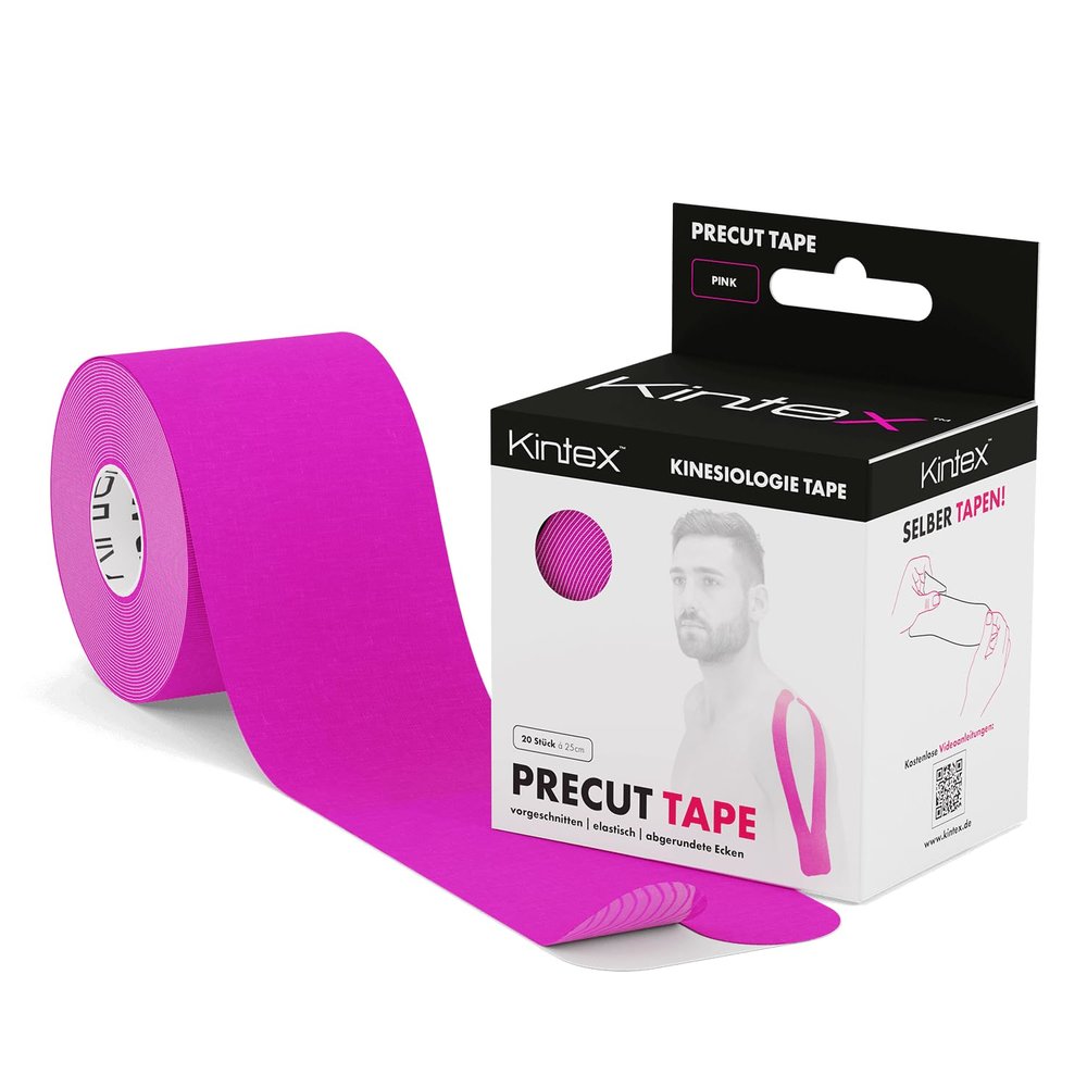 Kinesiology Tape Precut 20 Strips (I or Y) 25cm x 5cm per roll, sports tape (pink)