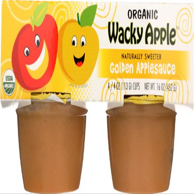 Wacky Apple, Applesauce Golden Organic, 4 Ounce, 4 Pack