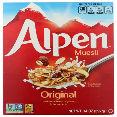 ALPEN CEREAL MUESLI ORGNL W RAI, 14 OZ