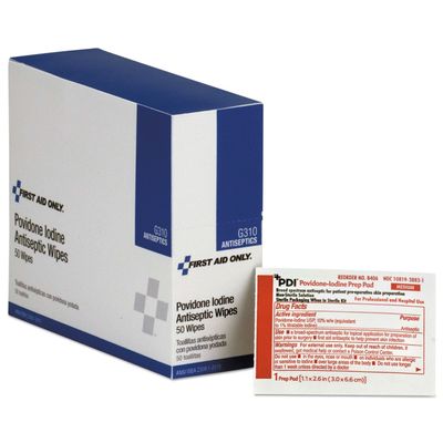 First Aid Only G310 Povidone-Iodine Wipe 50 Box 50Box(G-310)