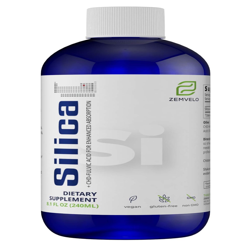 Zemvelo Liquid Ionic Silica - Hair, Skin & Nails Nutrition | Collagen Support | Joint Support for Health Tendons & Cartilage | 8 oz, 48 Day Supply