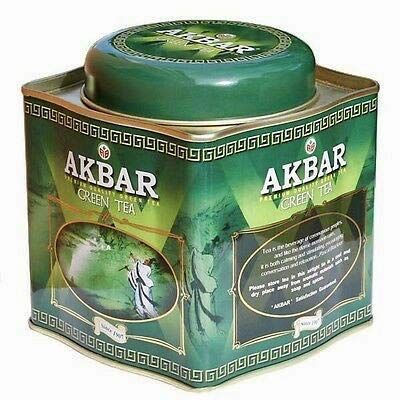 Akbar, Premium Green Tea, Single Origin Green Loose Leaf Tea, Non GMO, Low Elevation, Strong and Robust Tea, 250g (8.75 oz.) Large Tin Caddy