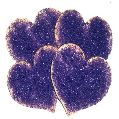 Scott's Cakes 4 lb. Heart Cookie w/ Purple Sugar and Sour Petite Hearts Basket with Ivory Krinkle and Decorative Bow