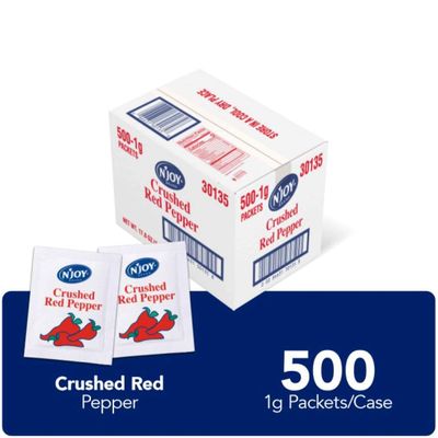 N'Joy Crushed Red Pepper | 1g Packets, 500 Count | Single Serve Portion | Bulk Size