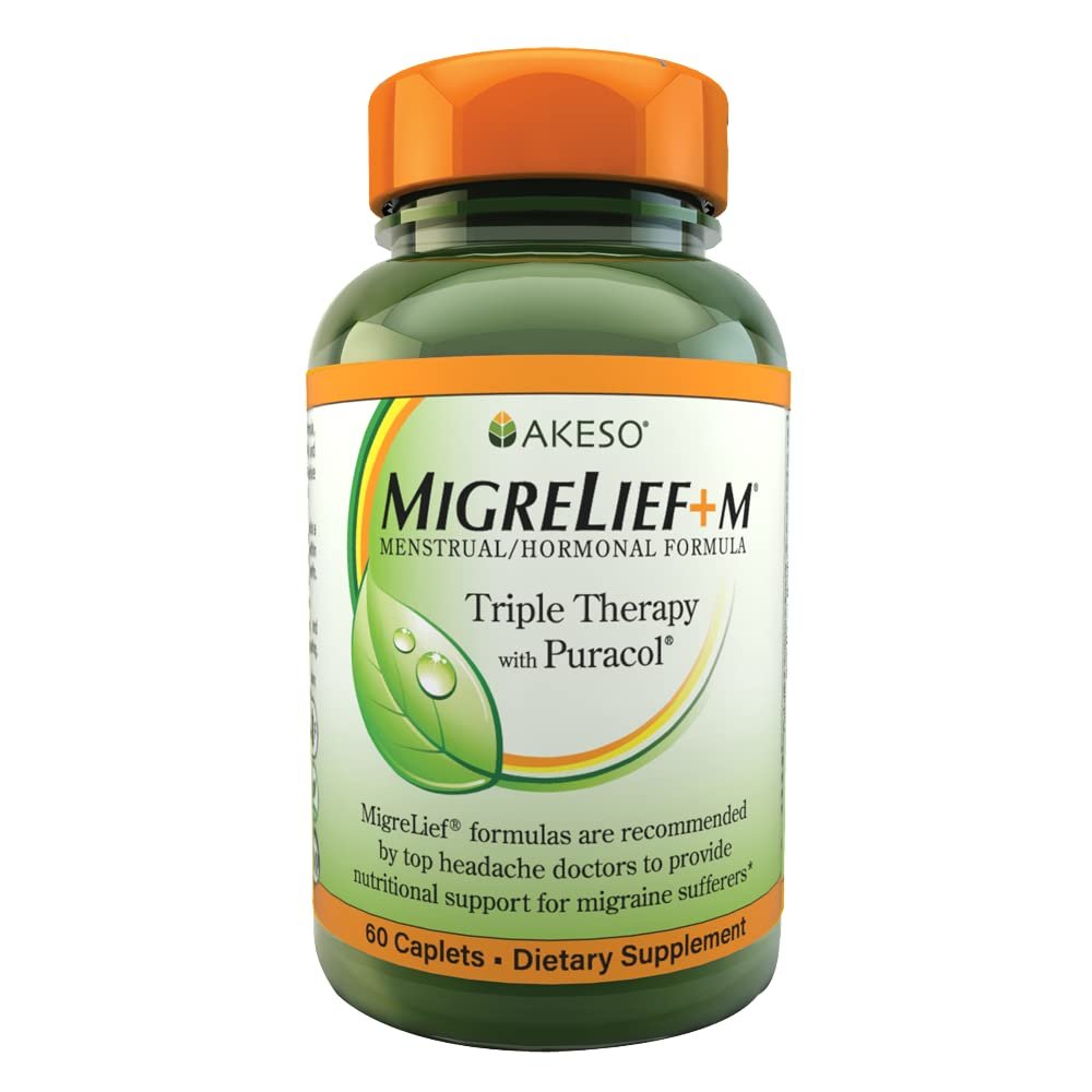 MigreLief+M Advanced Nutritional Support Supplement for Womens Neurological Health and Head Comfort 60 Caplets (1-Month Supply)