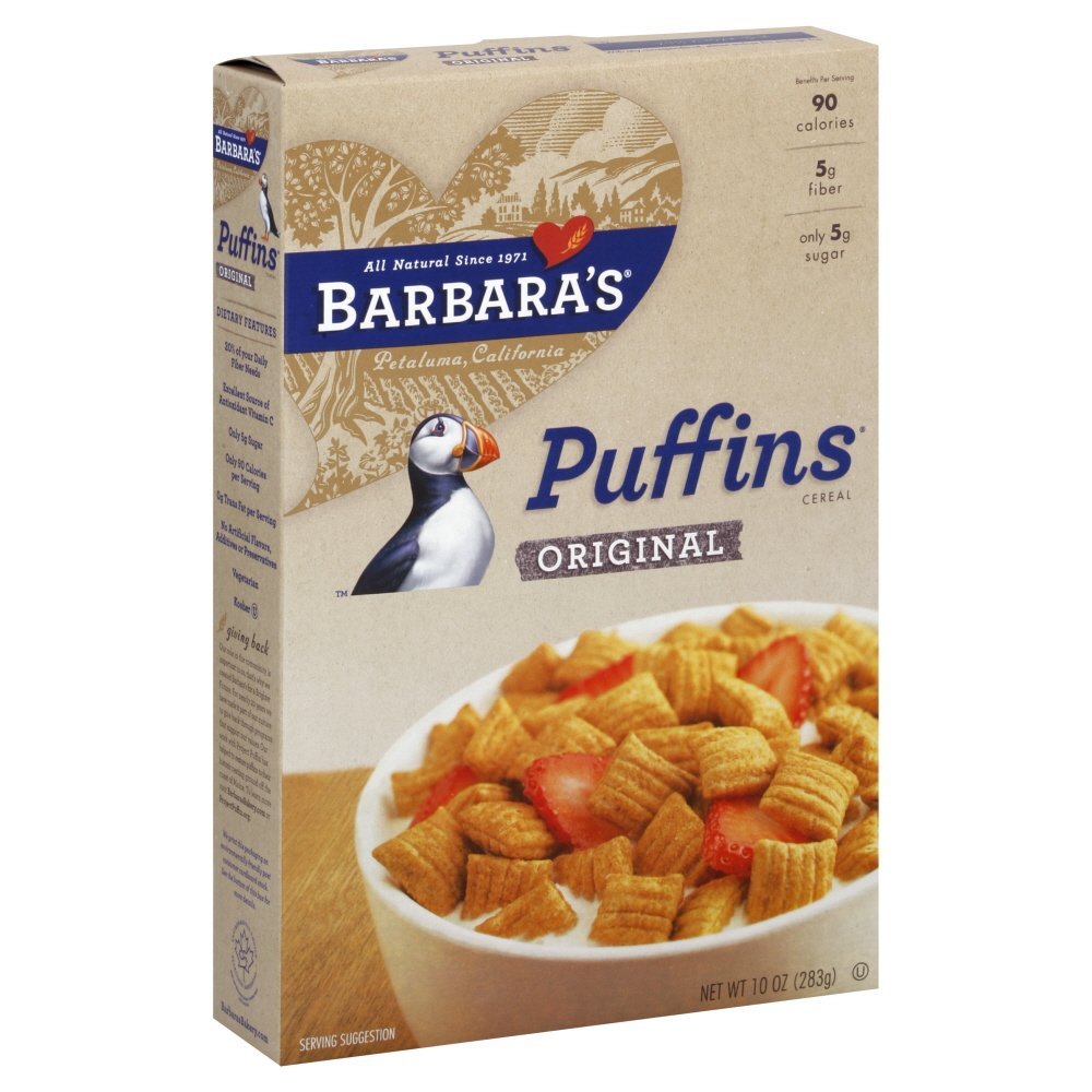 Barbara's Bakery Original Puffins Cereal, 10-Ounce Box, Pack of 4