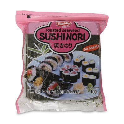 "Shirakiku Sushi Nori Seaweed - Japanese Sushi Nori Roasted Seaweed Sheets for Sushi Rolls | Perfect for Soups, Tofu, and Salads | Pack of 1 Contains 50 Sheets, 3.75OZ"
