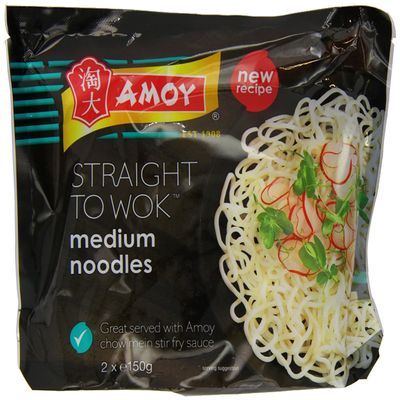 Amoy Straight To Wok Medium Noodles 300 g (Pack of 6)