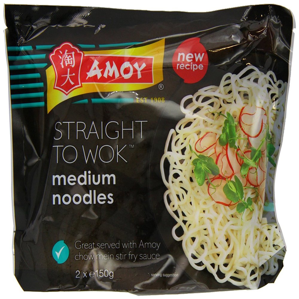 Amoy Straight To Wok Medium Noodles 300 g (Pack of 6)