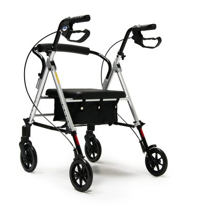 Lumex Set n' Go Rollator, Height-Adjustable, Rolling Walkers for Seniors with Seat, Silver