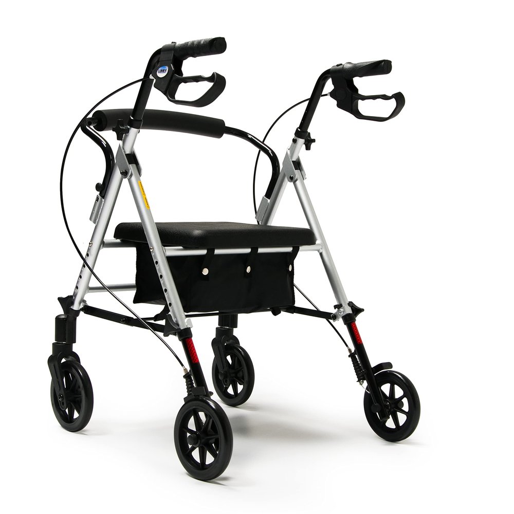 Lumex Set n' Go Rollator, Height-Adjustable, Rolling Walkers for Seniors with Seat, Silver