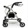 Lumex Set n' Go Rollator, Height-Adjustable, Rolling Walkers for Seniors with Seat, Silver view 4