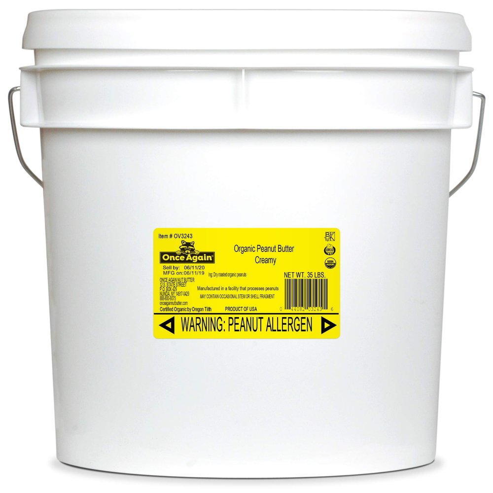Once Again Organic Creamy Peanut Butter, Unsalted - 35 lbs