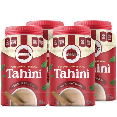 Baron's Kosher 100% Pure Ground Sesame Tahini 16-ounce Jars (1 Pound (Pack of 4))