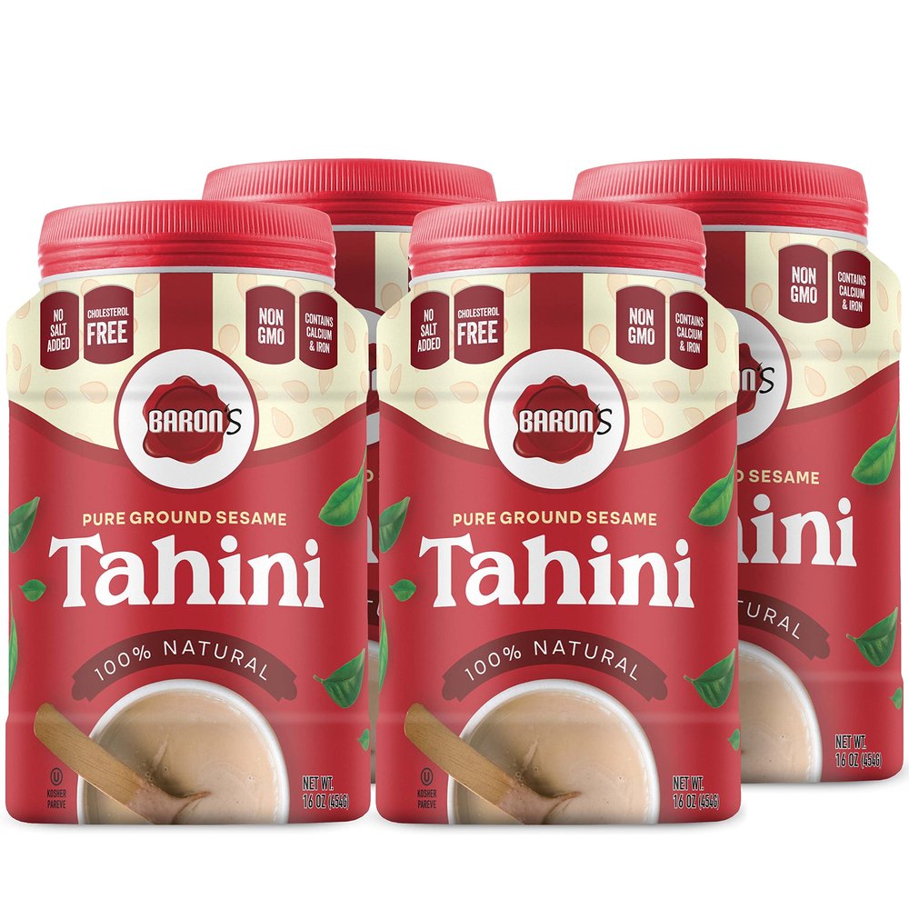 Baron's Kosher 100% Pure Ground Sesame Tahini 16-ounce Jars (1 Pound (Pack of 4))