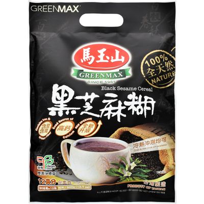 GreenMax Black Sesame Cereal Drink  12 Sachets x 30g (360g Total), Instant Powdered Beverage, Made in Taiwan  No Artificial Flavors or Preservatives, Vegetarian-Friendly