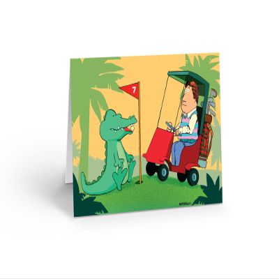 Stonehouse Collection | Funny Alligator Golfing Note Card | Florida Golfing Note Card Set| 10 Boxed Golf Cards & Envelopes + Golfing Cards Made In USA
