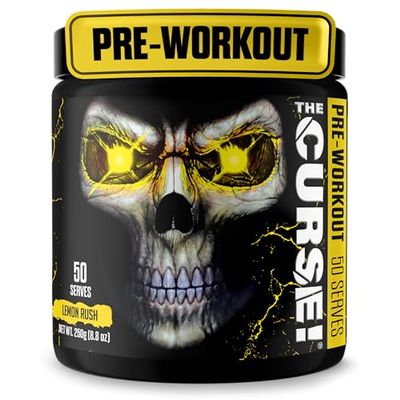 JNX SPORTS The Curse! Pre Workout Powder for Men & Women, Caffeine, Beta-Alanine, Creatine, L-Citrulline, 50 Servings, Lemon Rush Flavor  Boost Energy, Strength & Focus