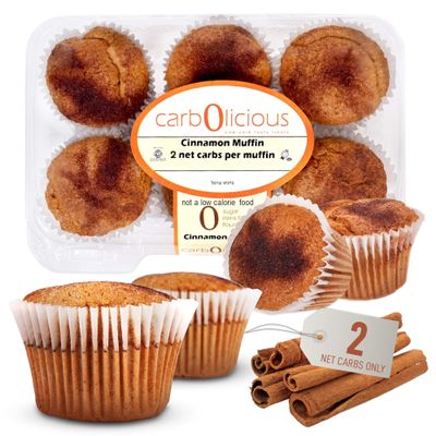 Low Carb Cinnamon Muffins 6 Pcs (1-Pack) by Carb-o-licious  Delicious Keto Mini Muffins with Only 2 Net Carbs, 9g Protein  Sugar Free Cupcake Style Healthy Snack Made, Almond Flour, Low-Carb Treat