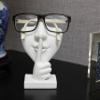 JewelryNanny Artsy Face Eyeglass Holder Stand - Sculpted Nose for Eyeglasses or Sunglasses, Keep a Secret, White view 1