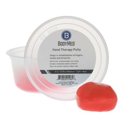 Body Sport Standard Hand Therapy Putty, Red, 6 Oz., Medium-Soft, Strengthening Therapy Putty for Physical Rehabilitation