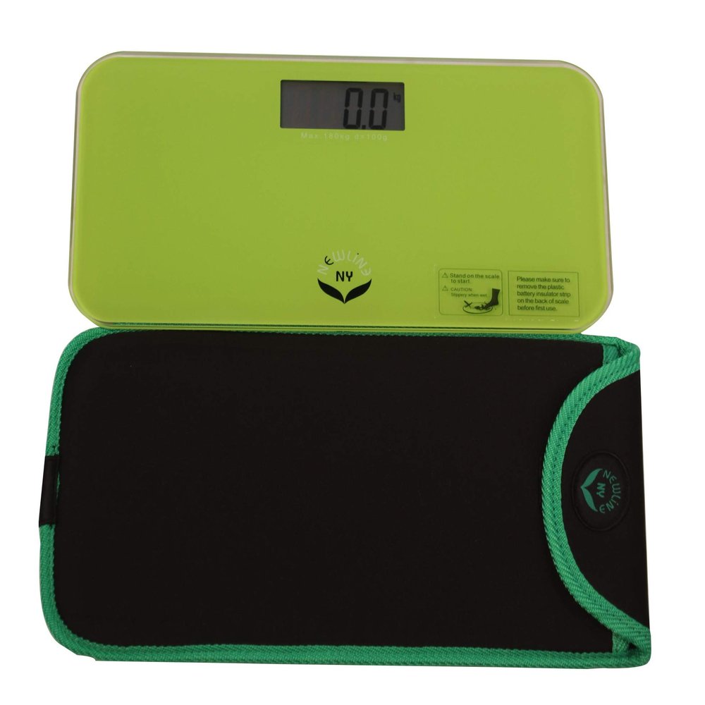 NewlineNY Green Mini Bathroom Travel Scale with Protection Sleeve, SBB0719MLG+101BG