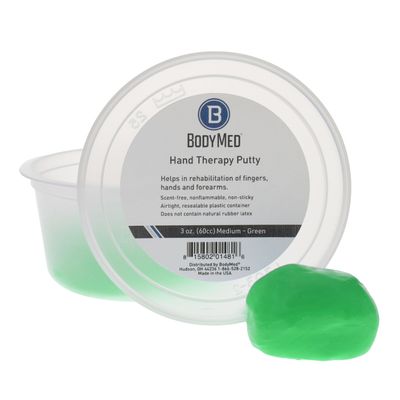 Body Sport Standard Hand Therapy Putty, Green, 3 Oz., Medium, Strengthening Therapy Putty for Physical Rehabilitation