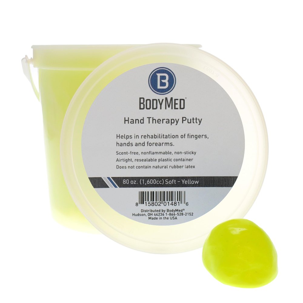 Body Sport Standard Hand Therapy Putty, Yellow, 80 Oz., Soft, Strengthening Therapy Putty for Physical Rehabilitation