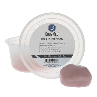 Body Sport Standard Hand Therapy Putty, Tan, 3 Oz., Superior-Soft, Strengthening Therapy Putty for Physical Rehabilitation
