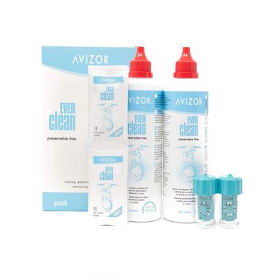 Avizor Ever Clean Without Preservative Cleaning, Disinfecting and Total Protein Removal System - 2 x 350 Millilitre 90 tabs - 90 Days