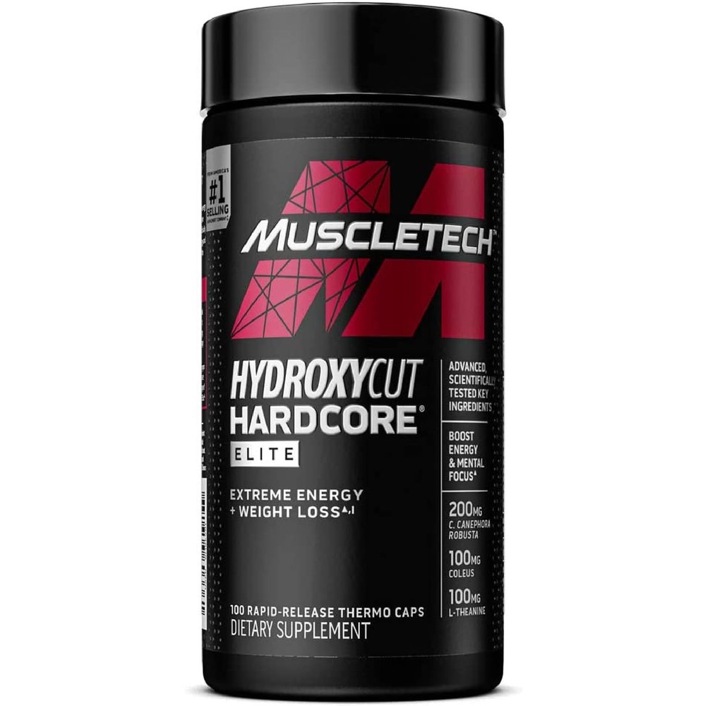 Hydroxycut Hardcore Elite - 100 Rapid-Release Thermo Caps - Energy & Focus - for Men & Women - 50 Servings