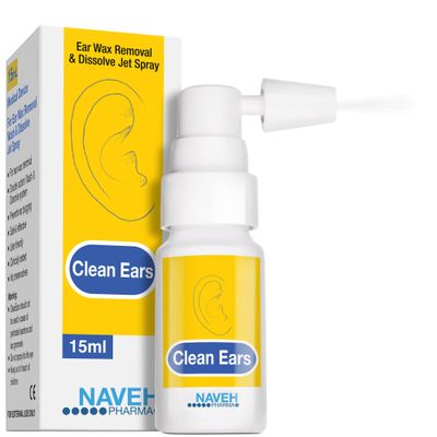 NAVEH PHARMA CleanEars | Fast-Acting Ear Wax Removal Spray | Breaks Down & Dissolves Earwax in Just 1 Treatment | Clinically Proven to Be 300% More Effective W/Mineral Oil | Gentle & Safe | 0.5 Fl Oz