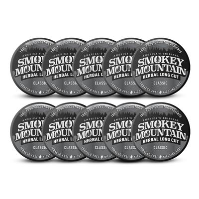 Smokey Mountain Herbal Long Cut Classic, 10 Can Box