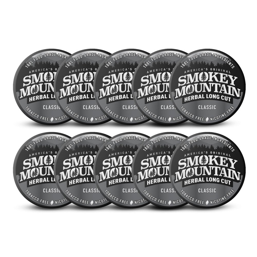 Smokey Mountain Herbal Long Cut Classic, 10 Can Box