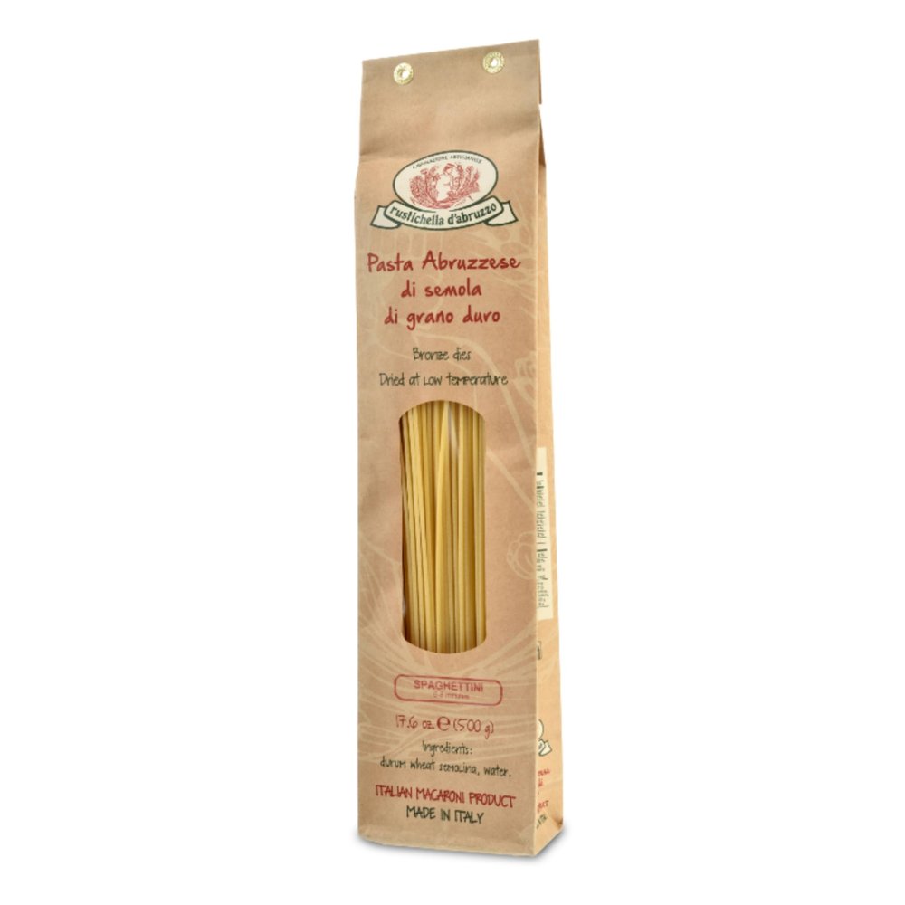 Rustichella d'Abruzzo Spaghettini - 500g Thin Italian Pasta with Signature Rough Texture for Perfect Al Dente - Ideal for Clams & Olive Oil Sauces - Authentic Long Pasta from Abruzzo, Italy