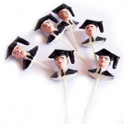 12 Boy Graduation Picks White 3" Long