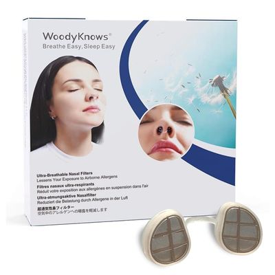 WoodyKnows Ultra-Breathable Nasal Filters, Seasonal and dust Allergies aid (Trial, Round, S/M/L/XL)