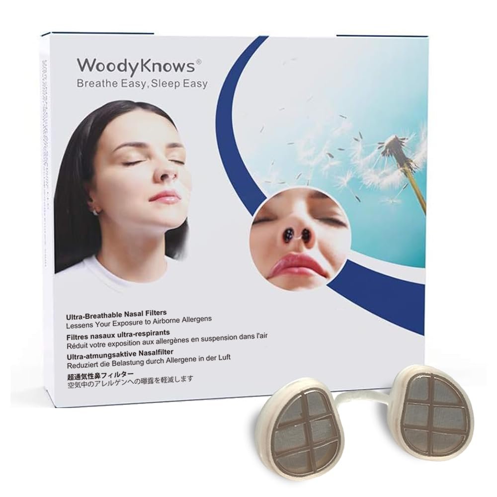 WoodyKnows Ultra-Breathable Nasal Filters, Seasonal and dust Allergies aid (Trial, Round, S/M/L/XL)
