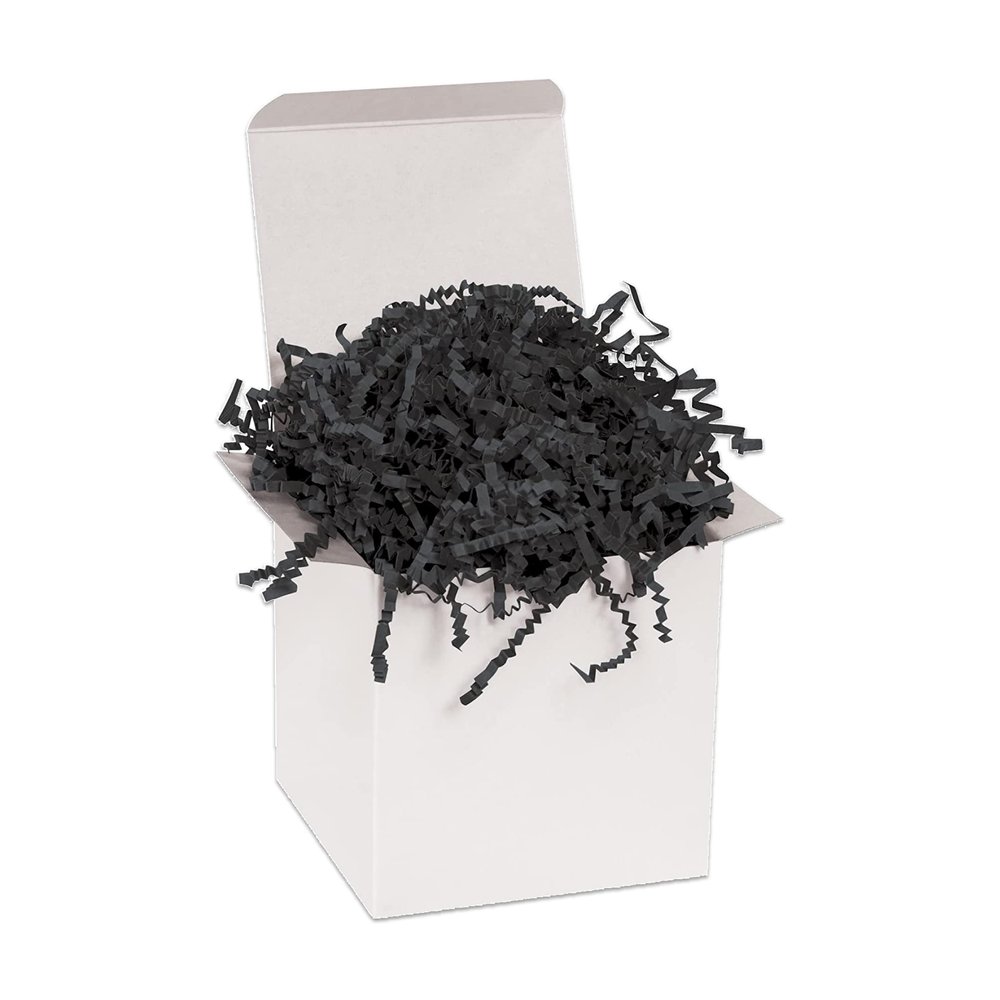 AVIDITI Crinkle Cut Paper Shred Filler 10 lb Case | Shredded for Box Package, Stuffing, Bag, Packing, Gift Wrapping, Basket Shreds, Confetti, Holidays, Crafts, and Decoration, Black