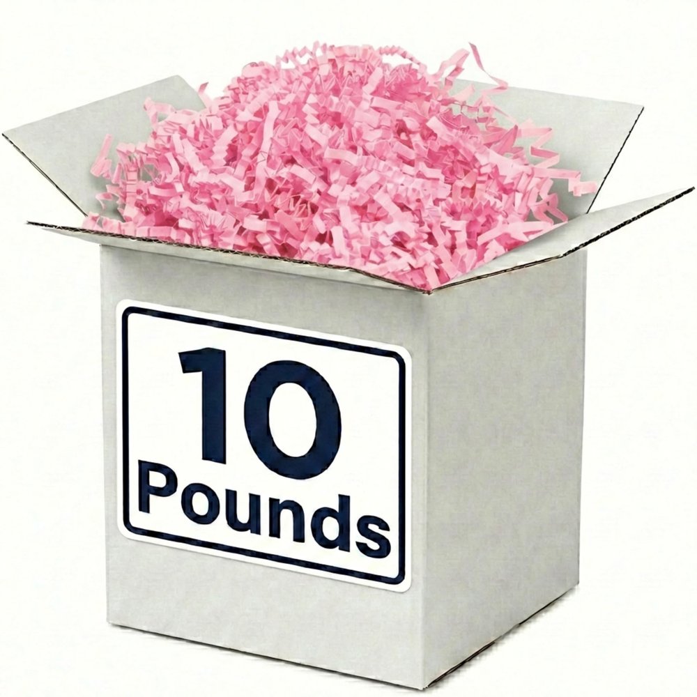 BOX USA 10 lb. Light Pink Crinkle Paper Packing, Shipping, and Moving Box Filler Shredded Paper for Box Package, Basket Stuffing, Bag, Gift Wrapping, Holidays, Crafts, and Decoration