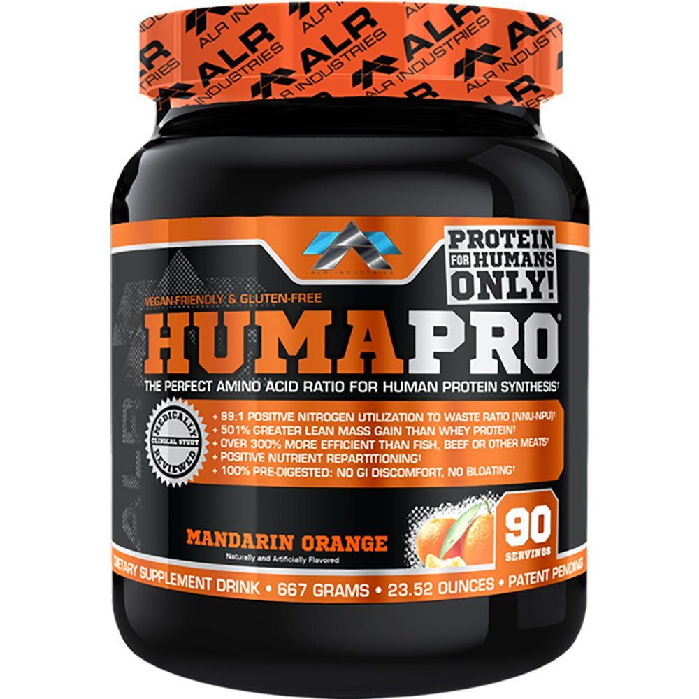 ALR Industries Humapro | Amino Acids Protein Matrix for Humans | 99% Utilization for Lean Muscle | Vegan, Gluten Free | 667g / 90 Servings (Mandarin Orange)
