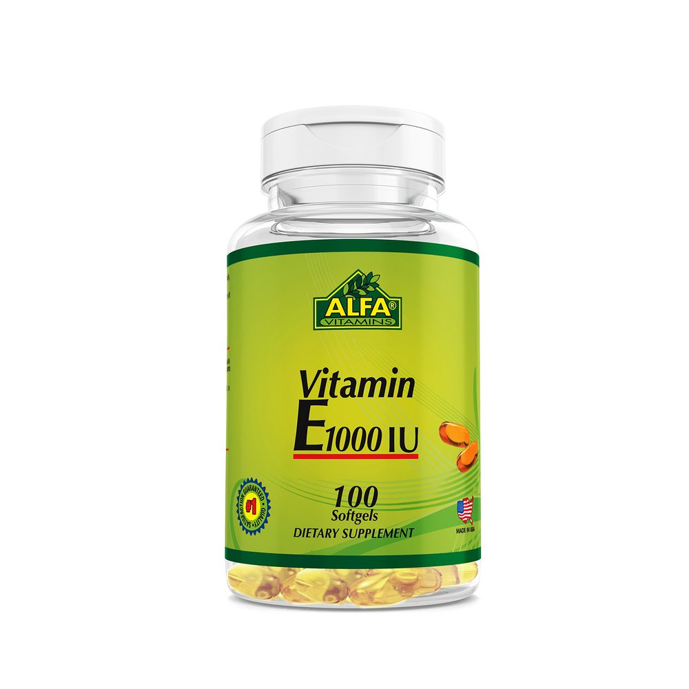 Alfa Vitamins Vitamin E Softgels 1000 IU, 100 Count