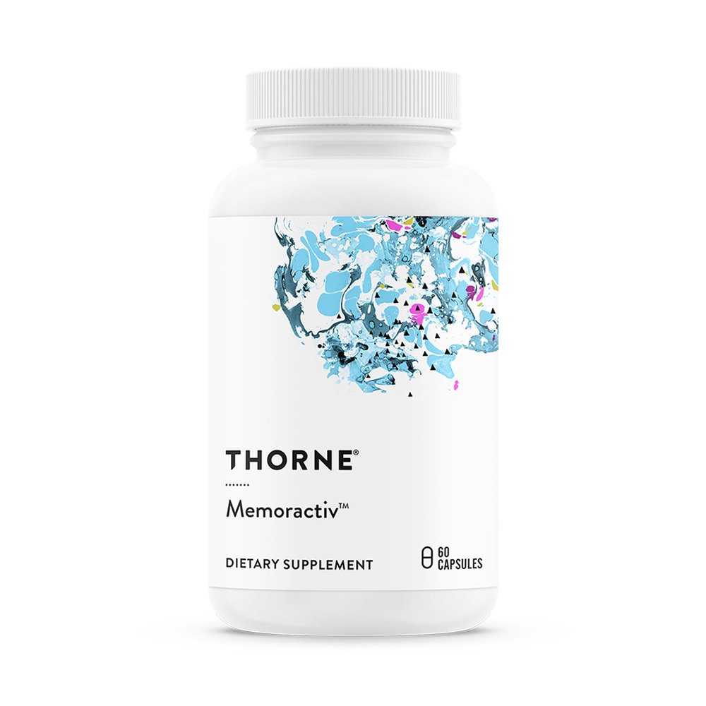 THORNE - Memoractiv - Nootropic Brain Supplement for Focus, Creativity, and Concentration - Ashwagandha, Ginkgo, Lutemax, Bacopa, Pterostilbene - Gluten-Free, Dairy-Free* - 60 Capsules - 30 Servings