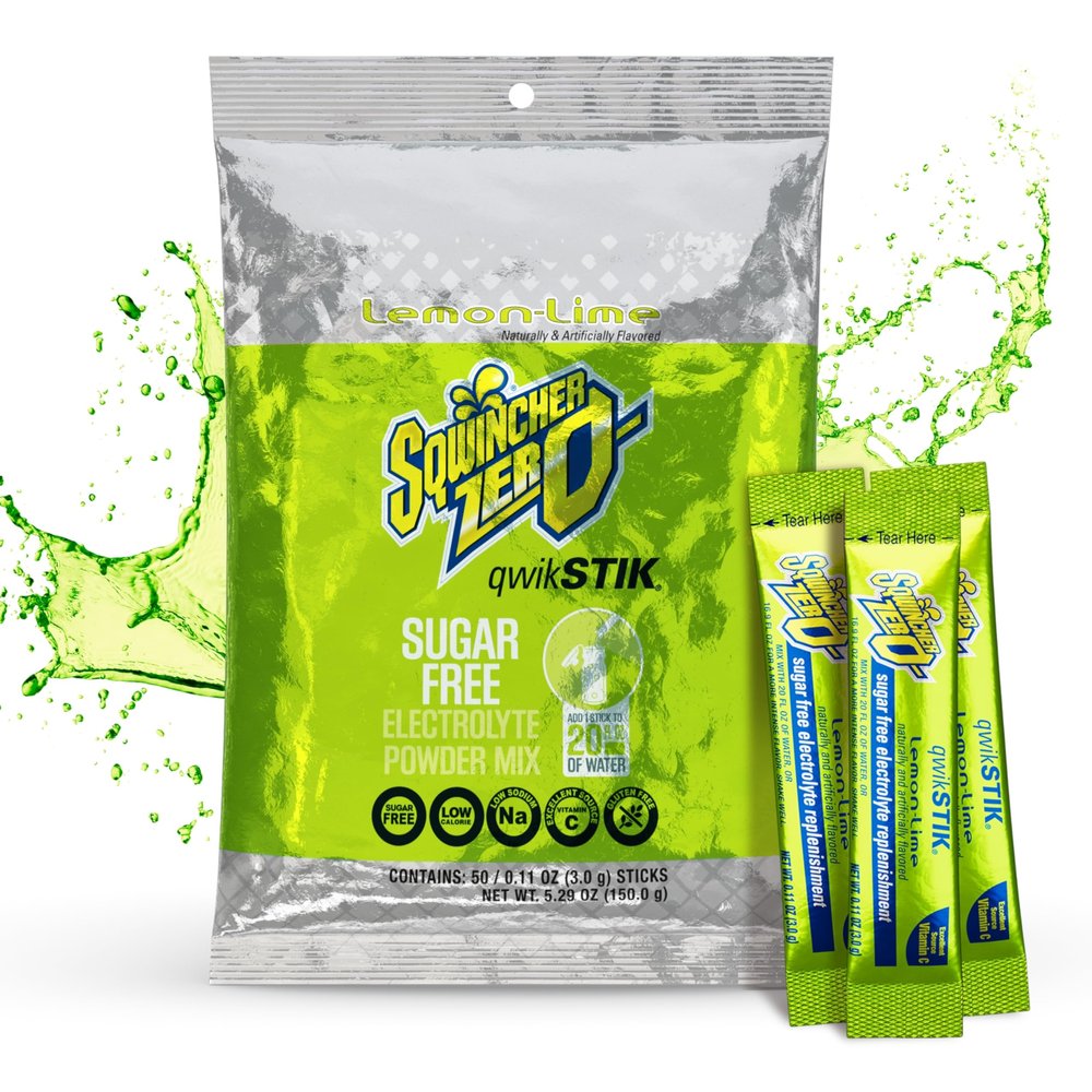 Sqwincher Quik Stik Zero Oral Electrolyte Solution Lemon-Lime Flavor 0.11 oz. Packet 50 Ct