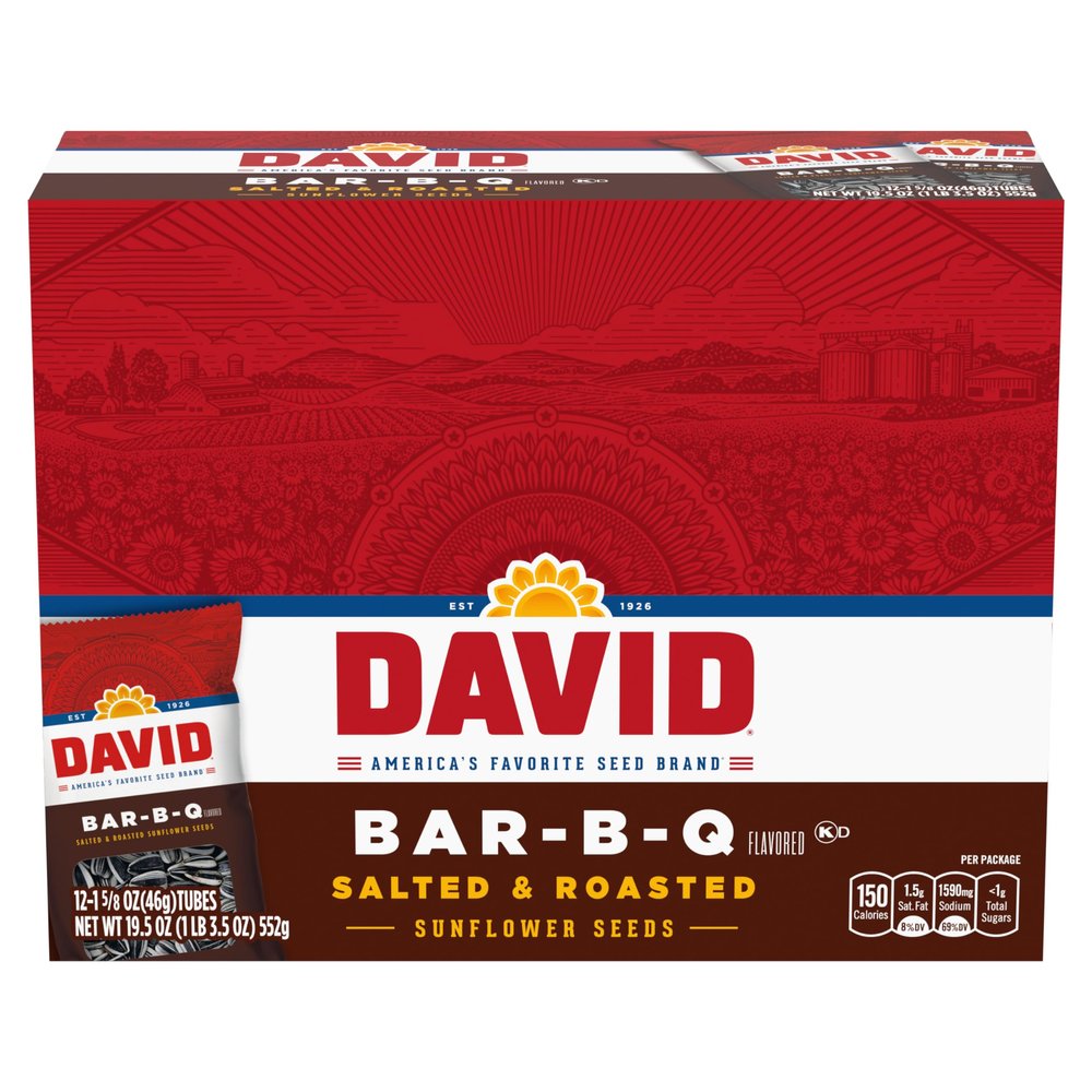 DAVID Sunflower Seeds, Bar-B-Q Flavor, 1.625 oz. (Pack of 12)