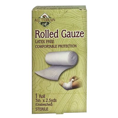 All Terrain Rolled Gauze, Latex Free for Sensitive Skin, Minor Wound Care & First Aid, Comfortable & Flexible, Soft, (3in x 2.5yds)